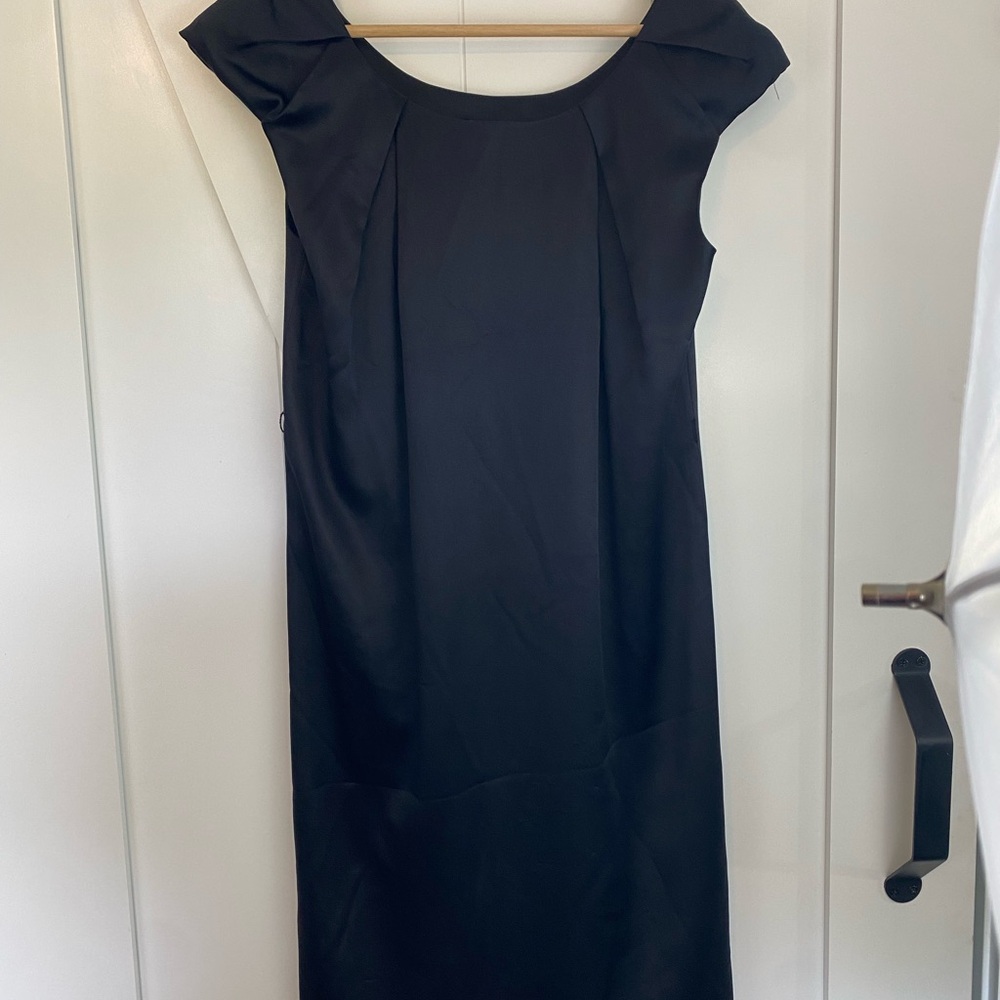 Martin + Osa Black Pleated Sheath Midi Dress Size S 100% Silk